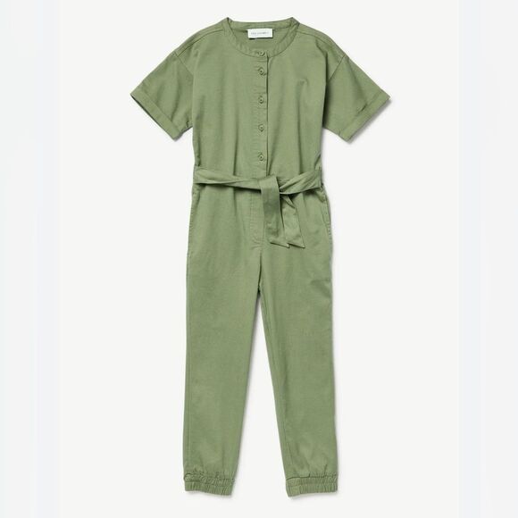 Free Assembly Button Jogger Jumpsuit Belted Sz XL Girls Army Green - Picture 1 of 4